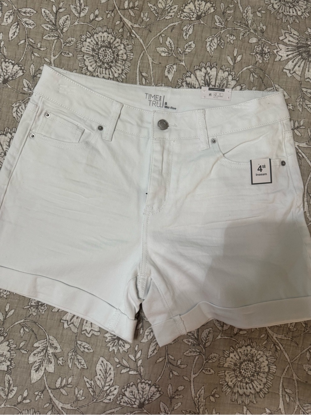 Time and Tru White Denim Cuffed Jean Shorts